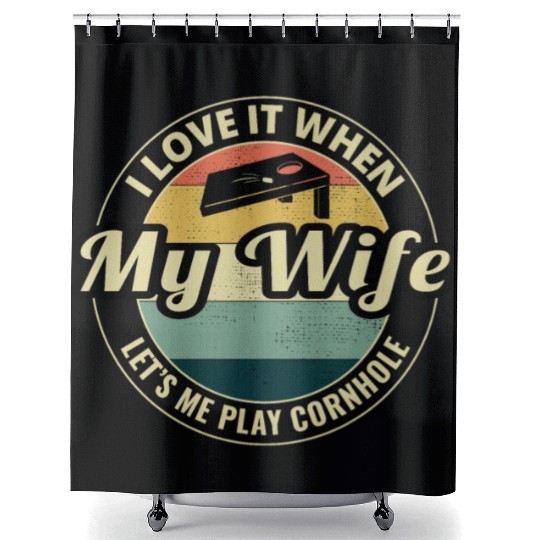 Cornhole Bean Bag Toss Lawn Game Husband Wife Shower Curtains