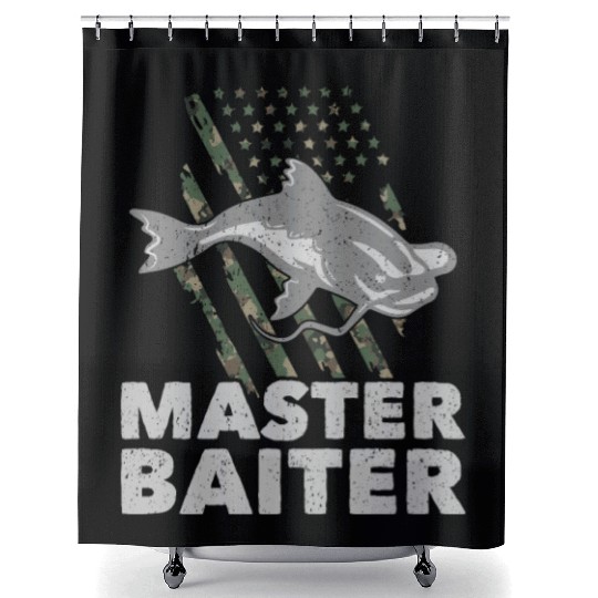 Master Baiter - Wels Catfish Hunter Shower Curtains
