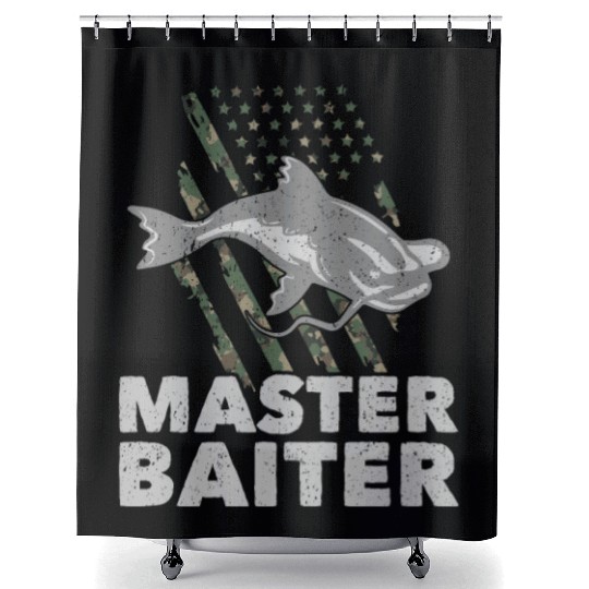 Master Baiter - Wels Catfish Hunter Shower Curtains