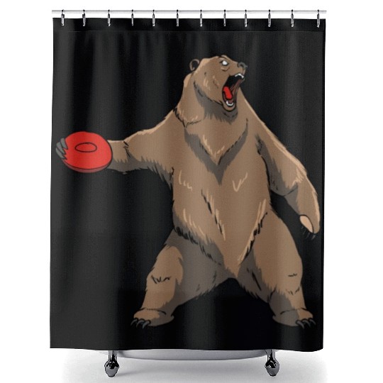 Disc Golf Grizzly Brown Bear Shower Curtains