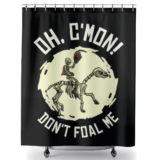 Halloween Cowboy Skeleton Foal Horse Riding Shower Curtains