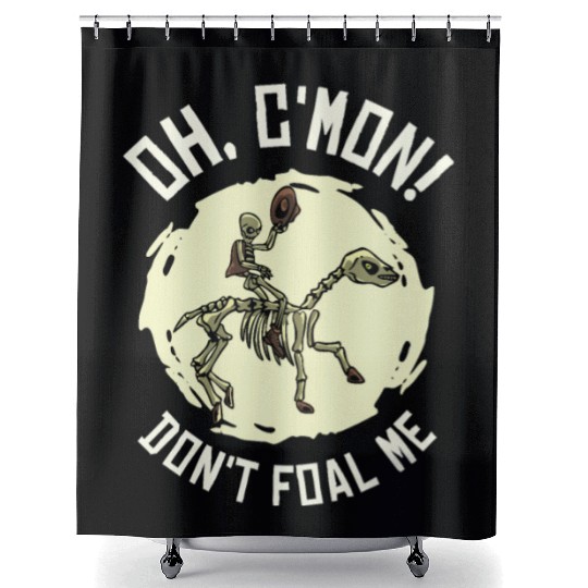 Halloween Cowboy Skeleton Foal Horse Riding Shower Curtains