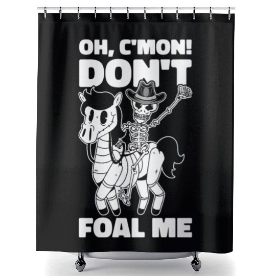 Halloween Cowboy Skeleton Foal Horse Riding Shower Curtains