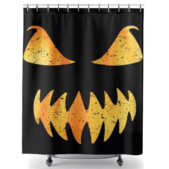 Retro Jack O Lantern Scary Carved Pumpkin Face Shower Curtains