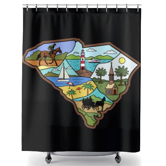 Vintage Charleston Columbia South Carolina Map Shower Curtains