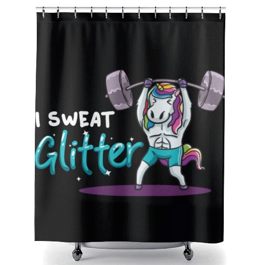 Unicorn Muscle Workout Fitness Training Sport Gym Shower Curtains
