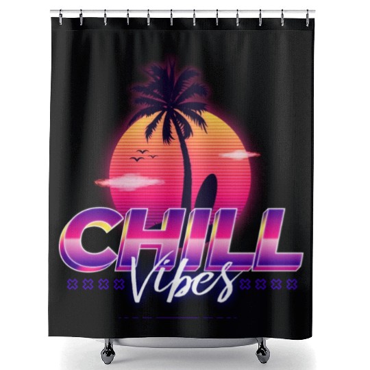 Chill Vibes - Synthwave/Retrowave/Vaporwave 80s Shower Curtains
