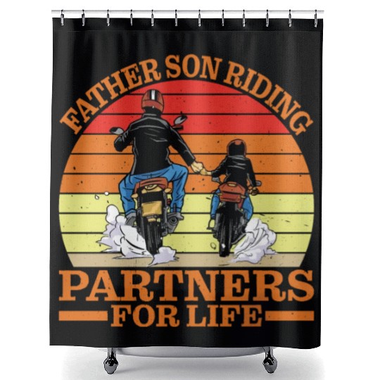 Father Son, Riding Partners For Life 4 Shower Curtains