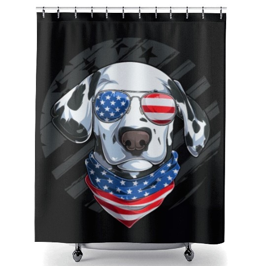 Patriotic Dalmatian Dog Lover 4th of July Shower Curtains
