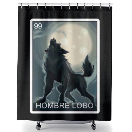 Hombre Lobo Werewolf Card Mexican Lottery Shower Curtains