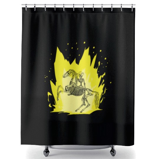 Halloween Cowboy Skeleton Fun Horse Riding Shower Curtains