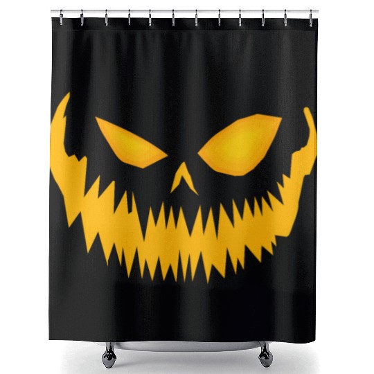 Jack O Lantern Spooky Pumpkin Face Halloween Shower Curtains