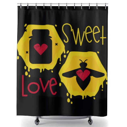 Sweet love yellow honey bee Shower Curtains