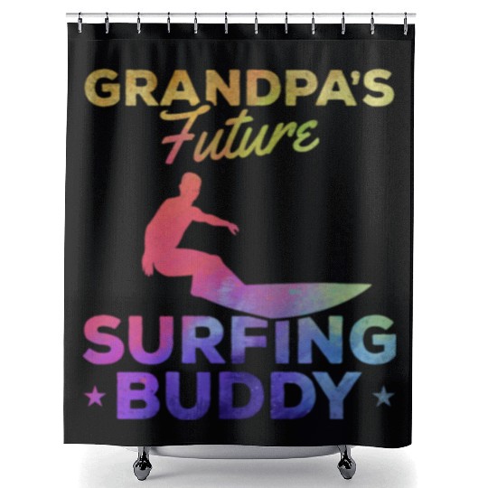 Surfing Baby Newborn Surfer Grandpa's Future Shower Curtains