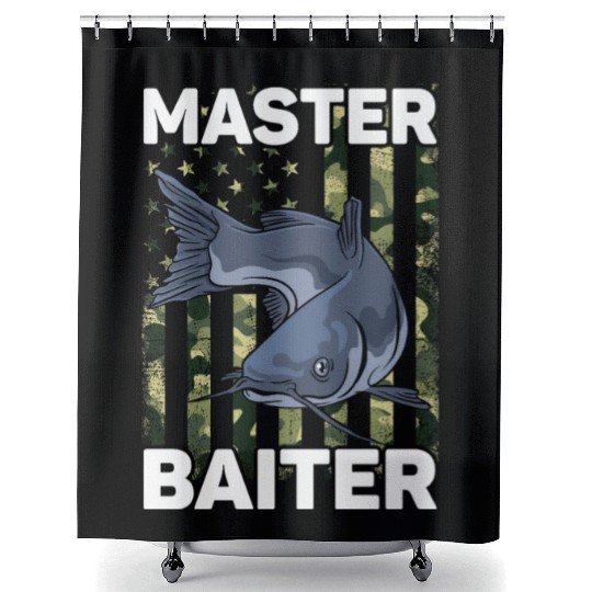 Master Baiter - Wels Catfish Hunter Shower Curtains