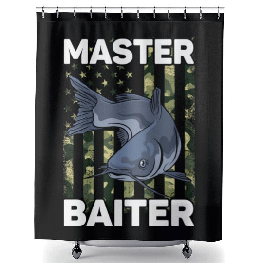 Master Baiter - Wels Catfish Hunter Shower Curtains
