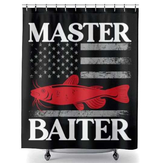 Master Baiter - Wels Catfish Hunter Shower Curtains