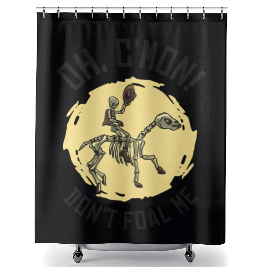 Halloween Cowboy Skeleton Foal Horse Riding Shower Curtains