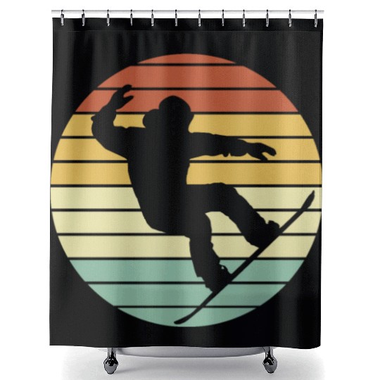 Winter Sport Snowboarder Retro Snowboarding Shower Curtains