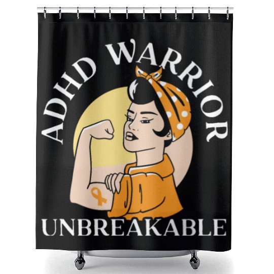 ADHD Warrior Unbreakable Embrace Neurodiversity Shower Curtains