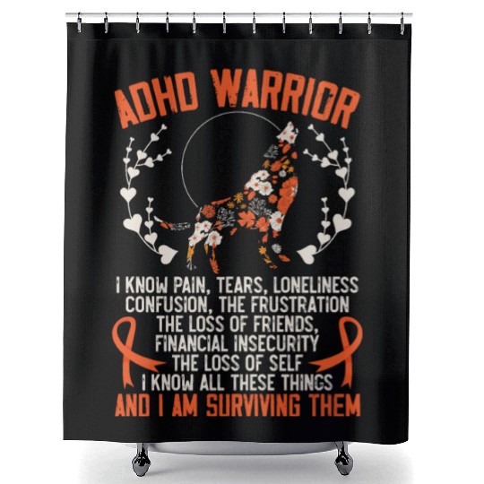 ADHD Warrior Embrace Neurodiversity ADHD Awareness Shower Curtains