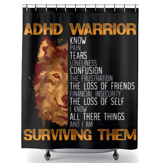 ADHD Warrior Embrace Neurodiversity ADHD Awareness Shower Curtains