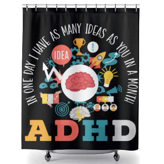 ADHD Warrior Embrace Neurodiversity ADHD Awareness Shower Curtains