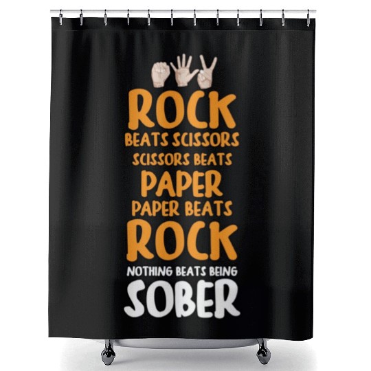 Sobriety Gift for Men or Women Rock Paper Scissors Shower Curtains
