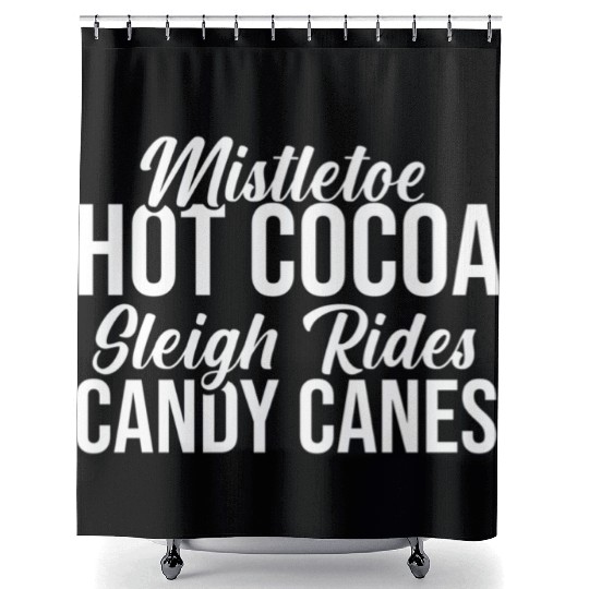 Mistletoe Hot Cocoa Sleigh Rides Candy Canes Shower Curtains