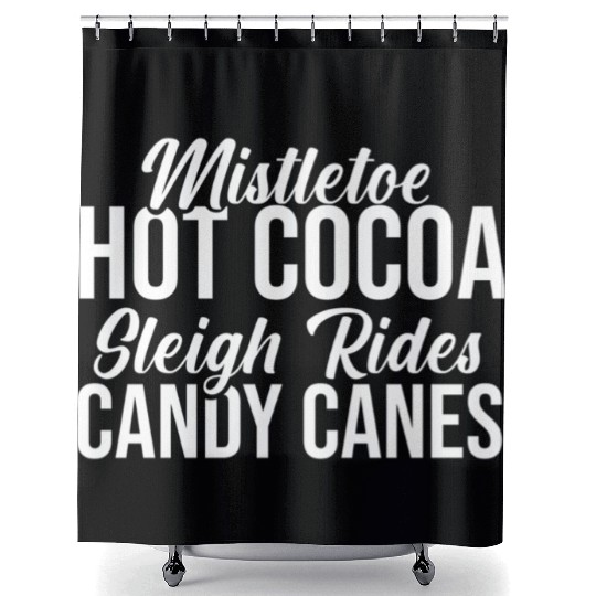 Mistletoe Hot Cocoa Sleigh Rides Candy Canes Shower Curtains