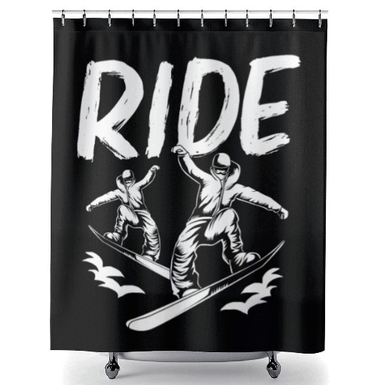 Snowboard Ride Snowboarding Shower Curtains
