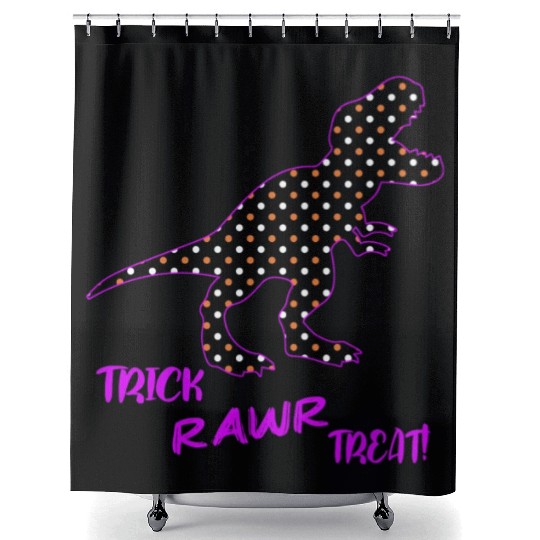 Trick RAWR Treat! - Halloween Tyrannosaurus Rex Shower Curtains