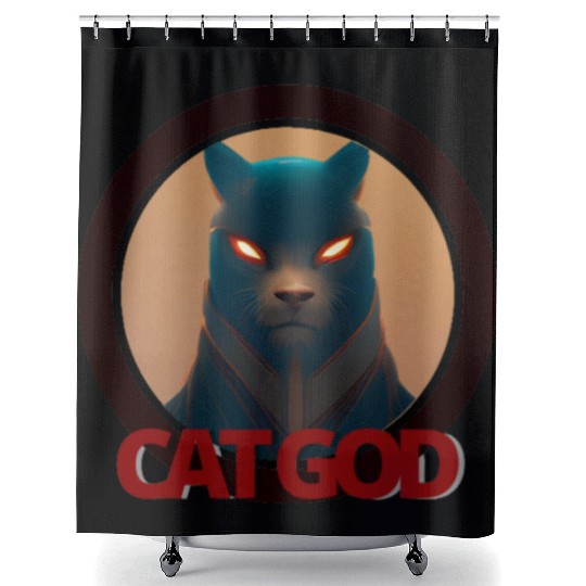 Samurai Cat God Shower Curtains