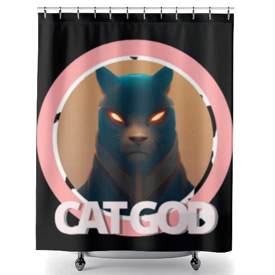 Samurai Cat God Shower Curtains