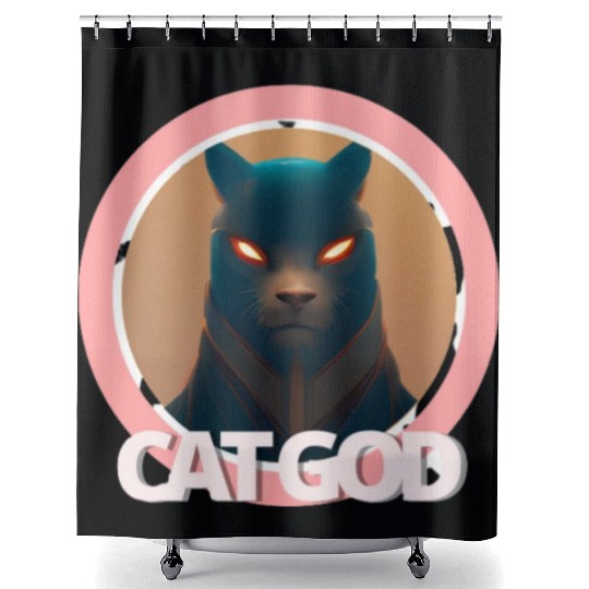 Samurai Cat God Shower Curtains