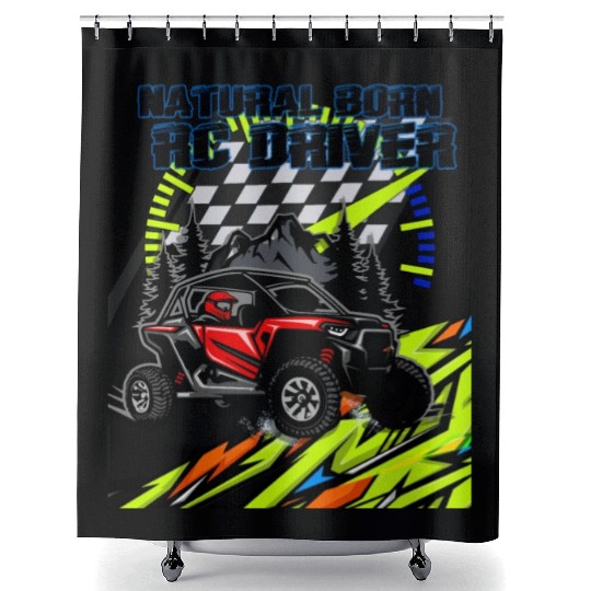 Natural Born RC car Driver Racer Remote Controlled Shower Curtains