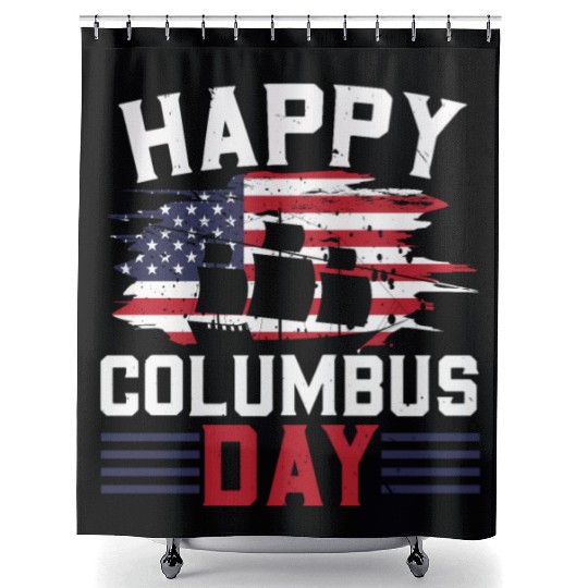 Happy Columbus Day USA Christopher Columbus Shower Curtains