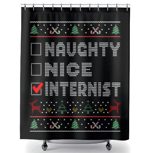 Naughty Nice Internist, Matching Christmas Group Shower Curtains