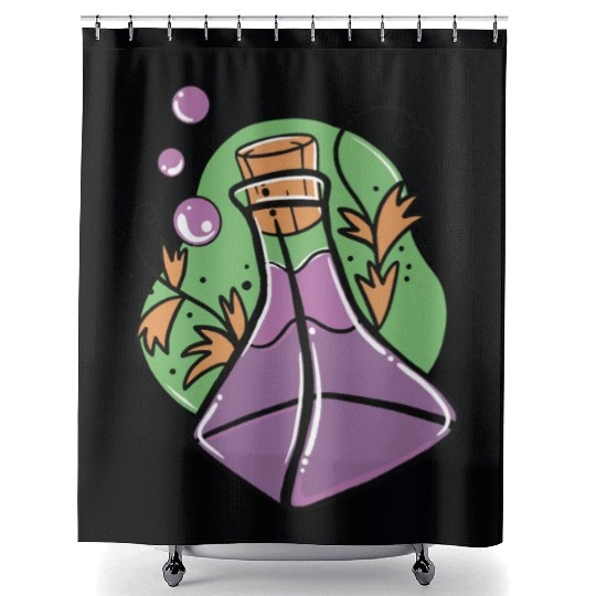 A glass of purple poison with Fall leaves Shower Curtains