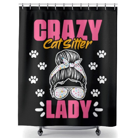 Crazy Cat Lady Funny Animal Sitting Humor For A Shower Curtains