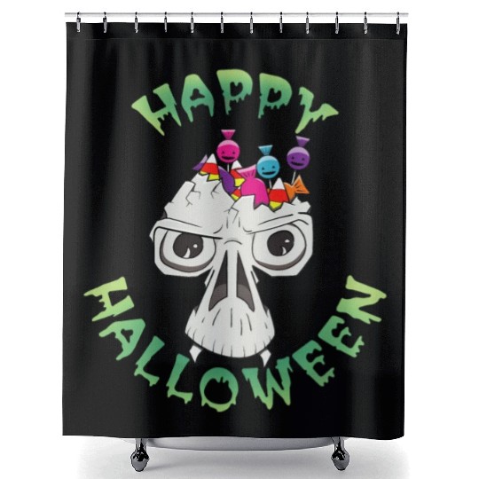 Candy Skull Happy Halloween Cartoon Shower Curtains
