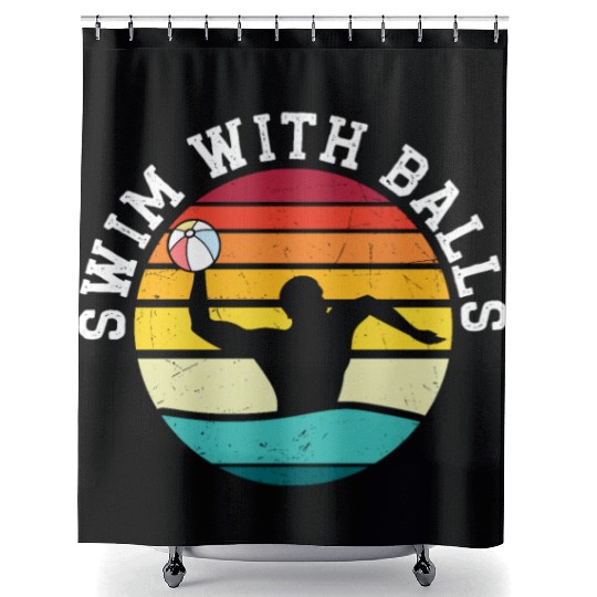 Swim With Balls Inflatable Sphere Water Ball Shower Curtains