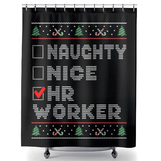 Naughty Nice HR Worker, Matching Christmas Group Shower Curtains