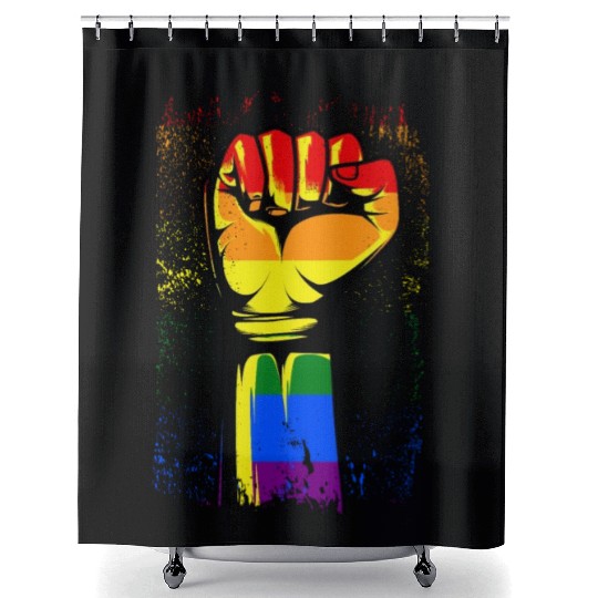 Gay Pride Fist Rainbow Pride Month Shower Curtains