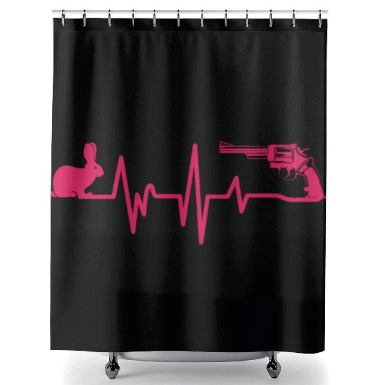 Heartbeat Rabbit Weapon Gun Hunting Gift Hunter Shower Curtains