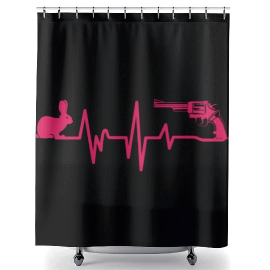 Heartbeat Rabbit Weapon Gun Hunting Gift Hunter Shower Curtains