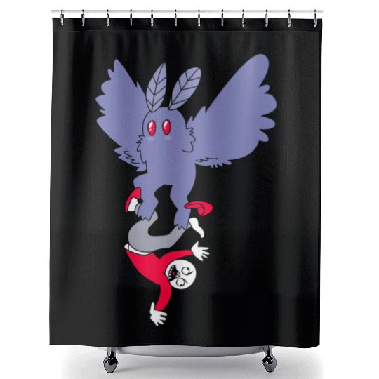 Mothman Abducting Human Goth Cryptid Funny Mothman Shower Curtains