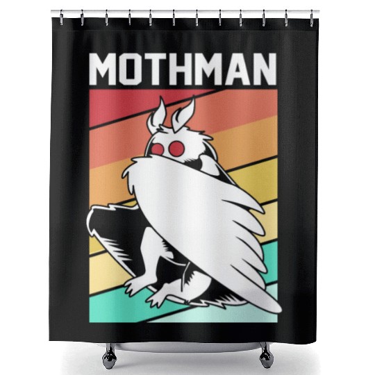 Retro Mothman Cryptid 80s Vintage Mothman Shower Curtains