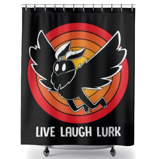 Funny Cryptid Live Laugh Lurk Mothman Shower Curtains
