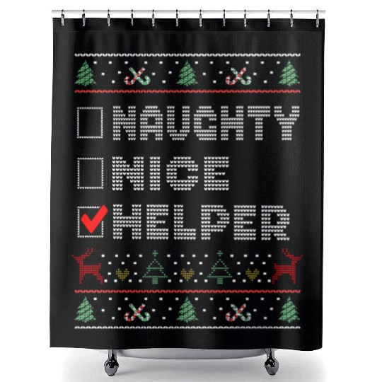 Naughty Nice Helper, Matching Christmas Group Shower Curtains